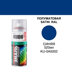 Акриловая эмаль KUDO Полуматовая Satin RAL 520мл Синяя