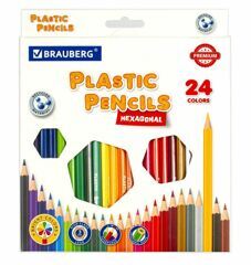 Карандаши цветные 24 цв BRAUBERG PREMIUM пластик шестигран.