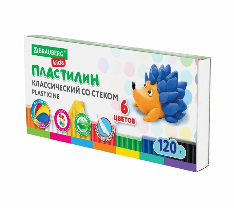 Пластилин BRAUBERG "KIDS" 6цв