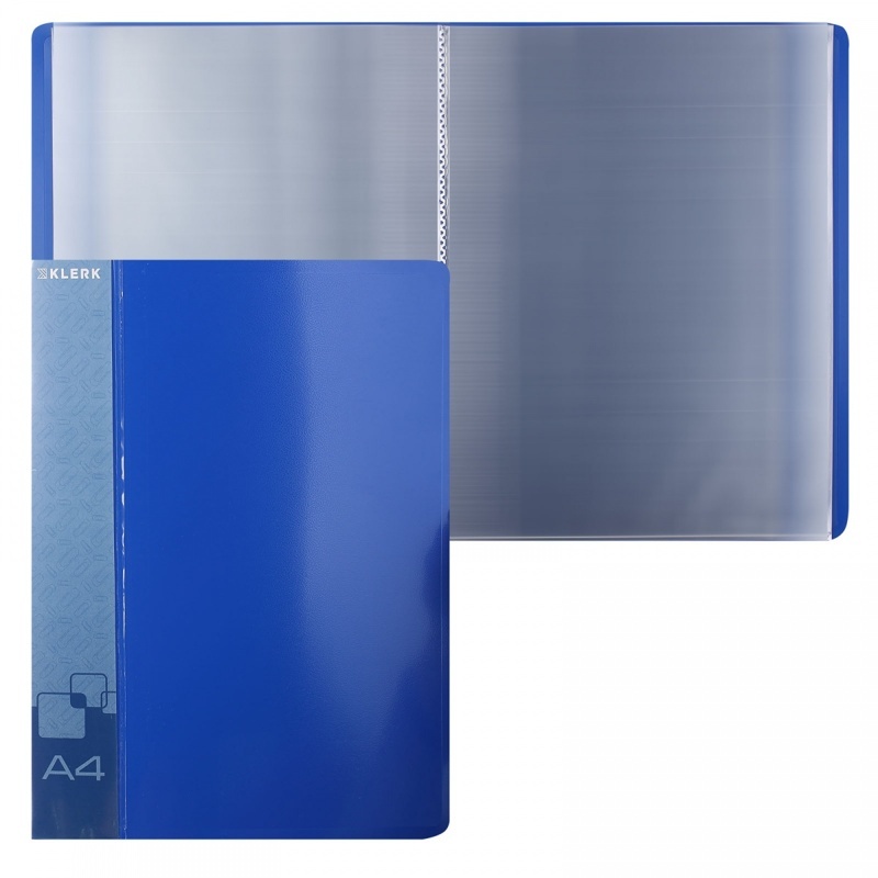 Папка с файлами А4 20 файлов 12мм  KLERK с карманом Синяя