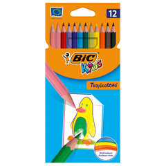 Карандаши цветные 12 цв шестигран. Пластик BIC Tropicolors